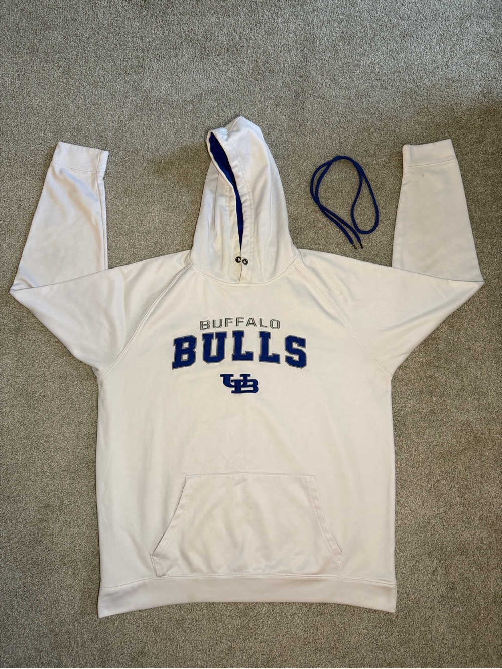 Colosseum White Hoodie with Blue Buffalo Bulls Logo